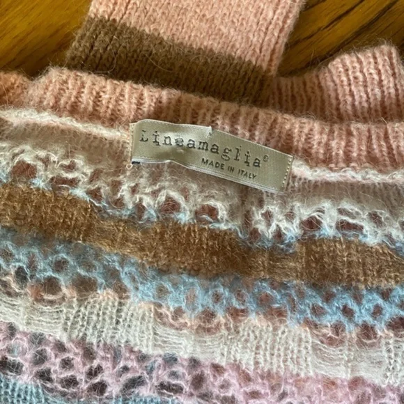 Anthropologie Lineamaglia Pink Crochet Sweater M/L - Picture 12 of 13